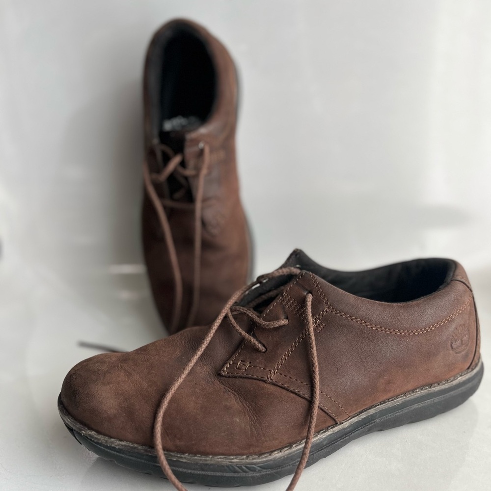 Timberland A14F4 Mens Size 9 Dark Brown Nubuck Leather Gripstick Oxfords